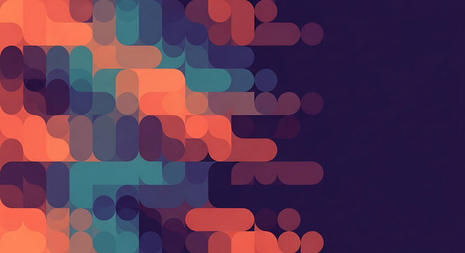 Abstract geometric pattern of rounded rectangular blocks with abstract geometric background colorful composition creative