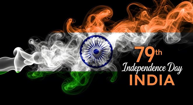 India 79th independence day celebration with smoke effect