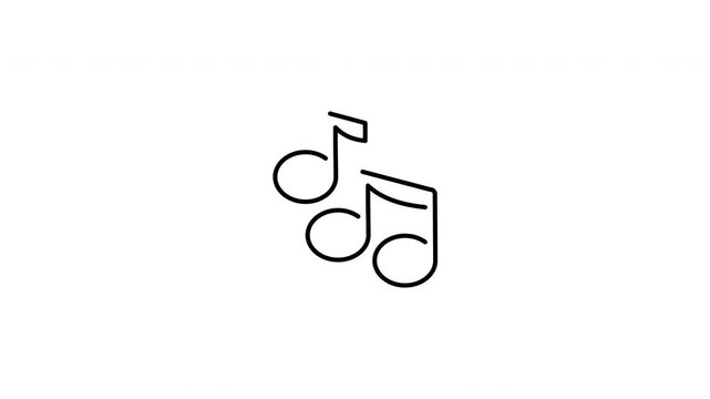Minimalist outline animation of classic musical notes floating melody song harmony icon drawing on and fading out. Features a clean pop up style in 3 color setups.