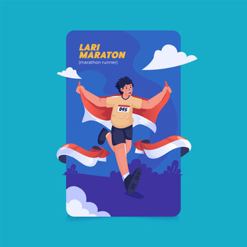 Indonesian Maracthon Runner Vector Illustration