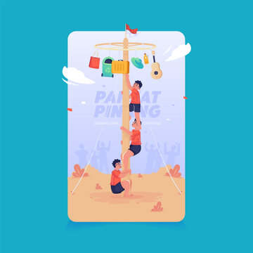 Slippery Pole Climbing Game Vector Illustration