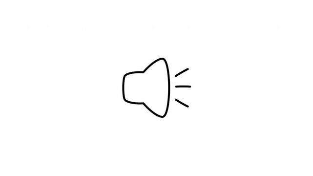 Minimalist outline animation of a megaphone speaker volume sound level output broadcasting icon drawing on and fading out. Features a clean pop up style in 3 color setups.