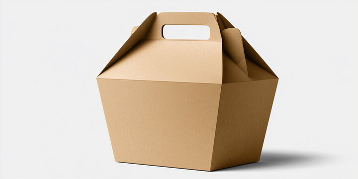 Premium hexagonal kraft paper packaging box with a handle.