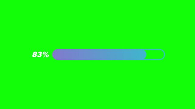 Green Screen Motion Progress Bar With Zero Percent Loading Indicator Animation
