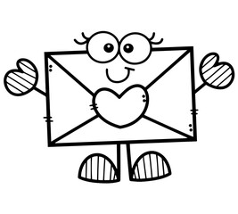 Obraz premium love, cartoon, heart, vector, art, valentine, drawing, illustration, child, character, people, sign, angel, boy, icon, day, fun, funny, design, coloring, animal, sketch