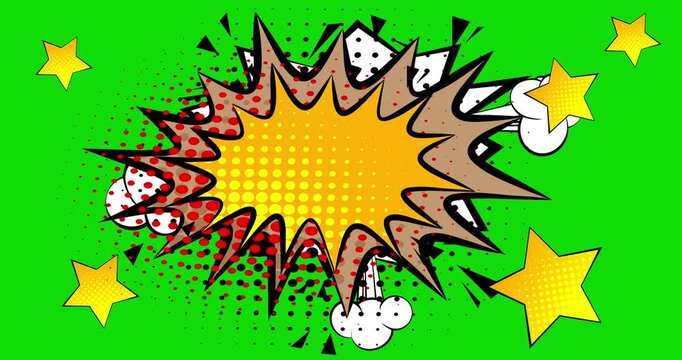Cartoon background animation, comic book backdrop video. Retro comics pop art design.