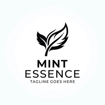 Green Twin leaves for fresh organic natural spa herbal skincare wellness logo design