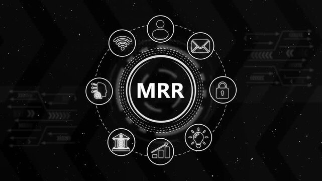 Mrr monthly recurring revenue concept with digital business and animated hud interface