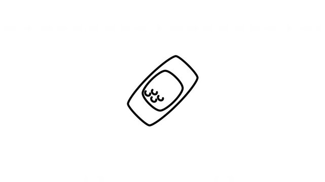Minimalist outline animation of a roll of first aid medical adhesive tape drawing on and fading out. Features a clean pop up style in 3 color setups.