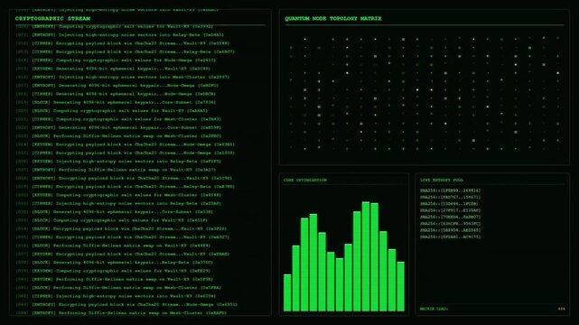 Cryptographic Stream Data Encryption SHA256 Cipher Security Animation.