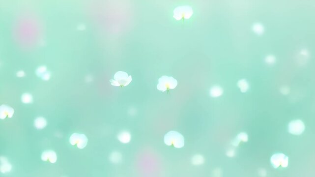 Abstract green bokeh background with soft floral light, airy blur and pastel glow for calm elegant spring design