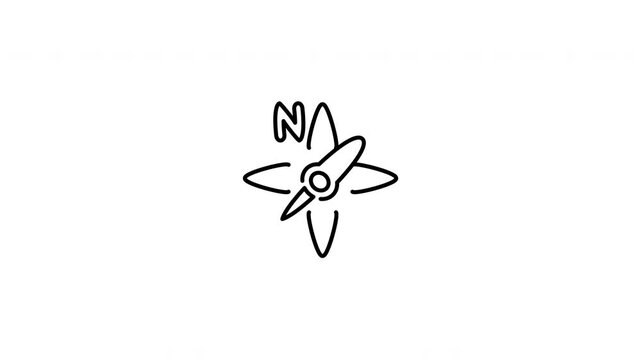 Minimalist outline animation of a vintage maritime compass drawing on and fading out. Features a clean pop up style in 3 color setups.