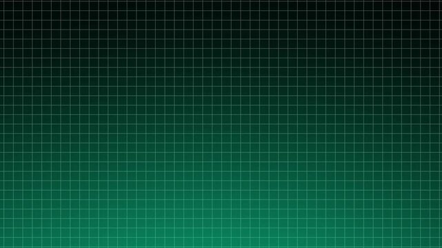 Green digital grid background moving downward in continuous motion for abstract science projection screen animation with flat geometric lines and dark gradient futuristic light.