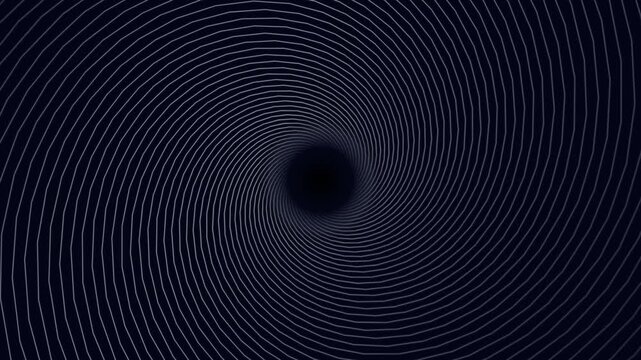 Swirling radial pattern. White spiral line pattern on dark background tunnel effect