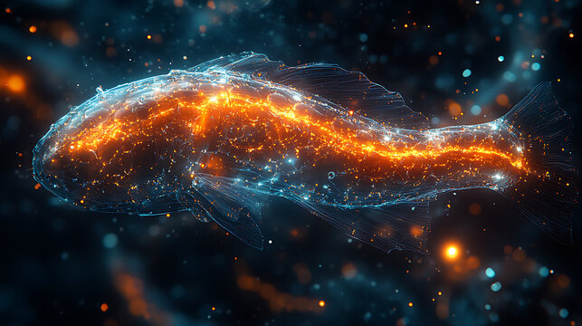 Holographic interface displaying marine species genome reconstruction process 