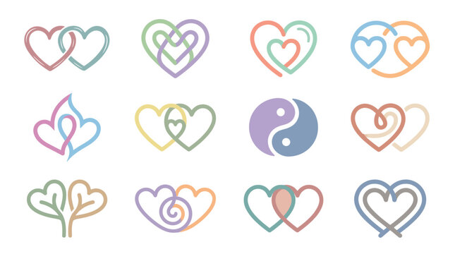 Hearts and Yin Yang Symbols.