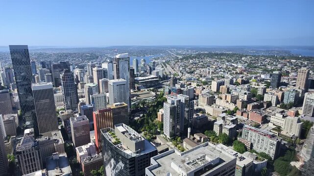 Aerial View of Seattle Downtown Skyline and Waterfront