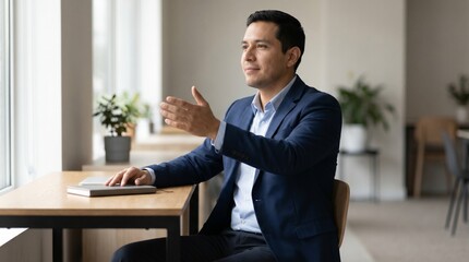 Fototapeta premium Latino Businessman Planning Future Wellness