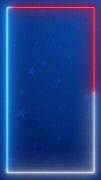 USA flag concept with star flying motion blue background. Vertical seamless looped video animation