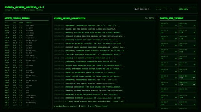 Global System Monitor DevOps Kubernetes Docker Server Cluster Animation.