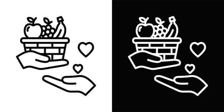 Food Assistance Icon White And Black Background Style