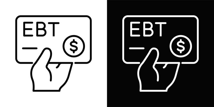 EBT Card Icon White And Black Background Style
