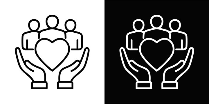 Community Support Icon White And Black Background Style