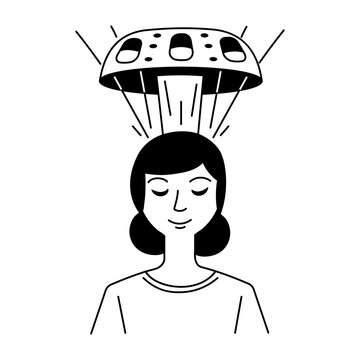 Mind reader device illustration in hand drawn style