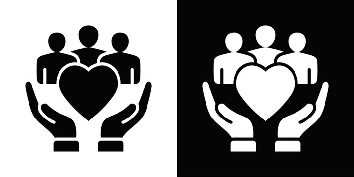 Community Support Icon White And Black Background Style