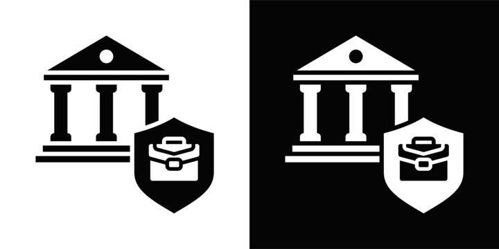 Business Litigation Defense Icon White And Black Background Style