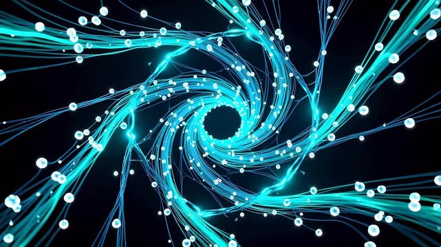 Abstract blue light beams and glowing particles