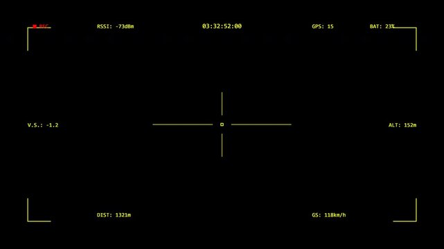 drone camera recording interface industrial surveillance cctv yellow data tracking 4K