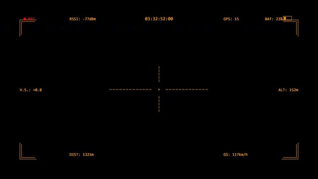drone camera recording interface tactical uav flight data amber military hud 4K