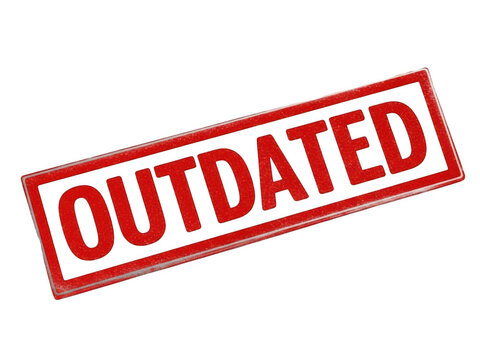 Outdated red label stamp isolated on transparent background