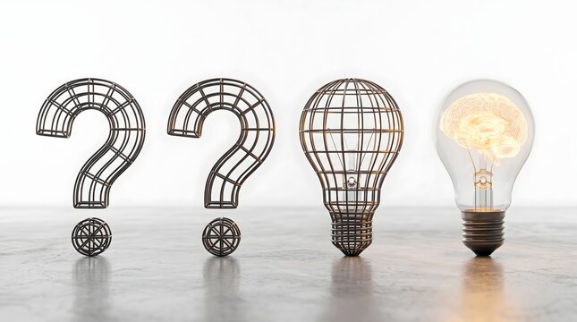 Brilliant idea and innovation concept with glowing brain bulb.