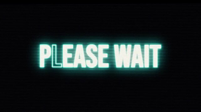 4K Please Wait Electric Glowing Neon Flickering Text Animation On Black Background