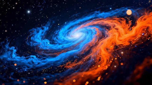 Colorful spiral galaxy in space