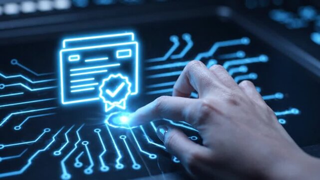 Engaging with digital interface interactive touch on futuristic technology display