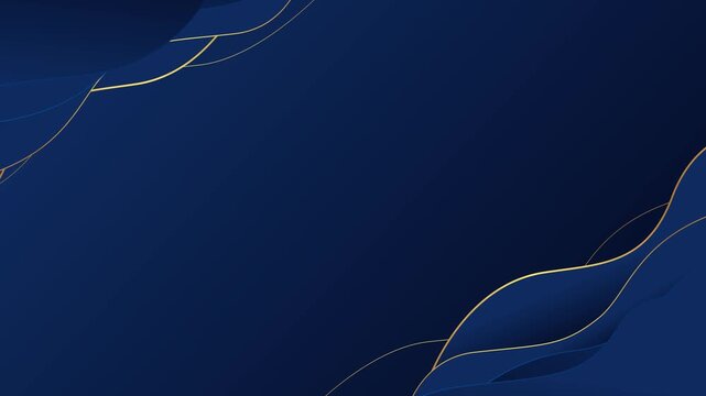 Elegant Blue and Gold Wavy Lines Background Loop Animation