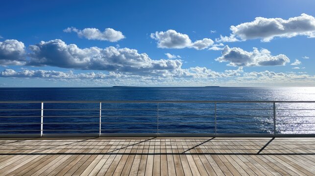 Vast ocean under a bright sky from a ship's deck