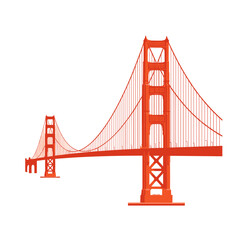 Fototapeta premium Iconic orange suspension bridge showing detailed towers and cables