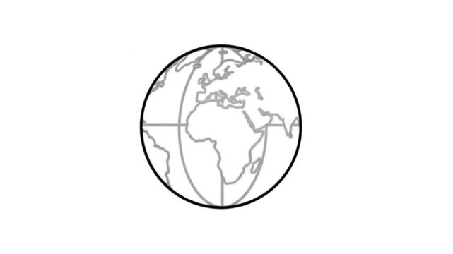 Dynamic animation of evolving circular shapes transforming into a globe