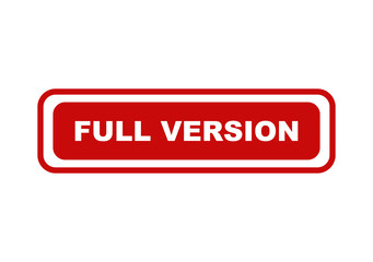 Fototapeta premium Full version red rectangular button label with white text isolated on a transparent background for web and app design isolated on transparent background