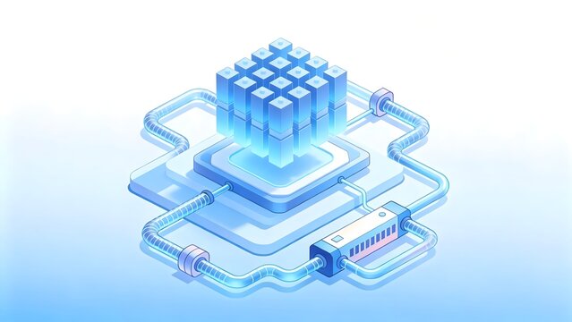 Blue isometric data processing unit