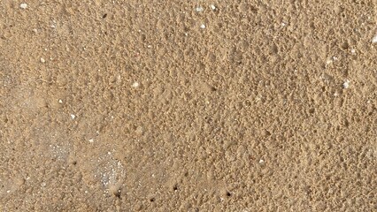 Fototapeta premium Natural brown sand surface texture featuring fine grains, natural traces, and rich surface detail. Suitable for use as a background or texture.