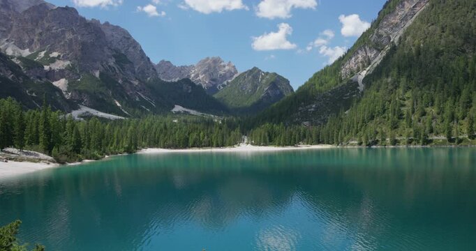 Lago Di Braies - Pragser Wildsee In The Prags Dolomites Of South Tyrol, Italy. -w ide shot
