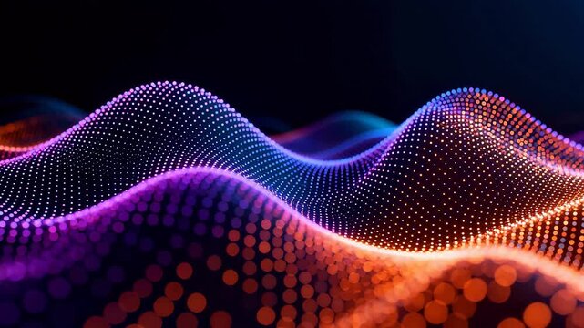 Colorful wave of glowing dots