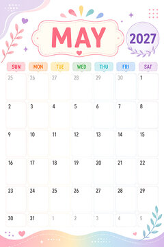Floral Decorative May 2027 Monthly Planner Page