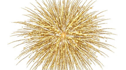 Fototapeta premium Golden fireworks explosion on white background.