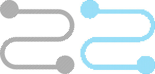 Two contrasting shopping cart icons one pixelated and one striped representing digital versus traditional retail © HRITISIDDIKI